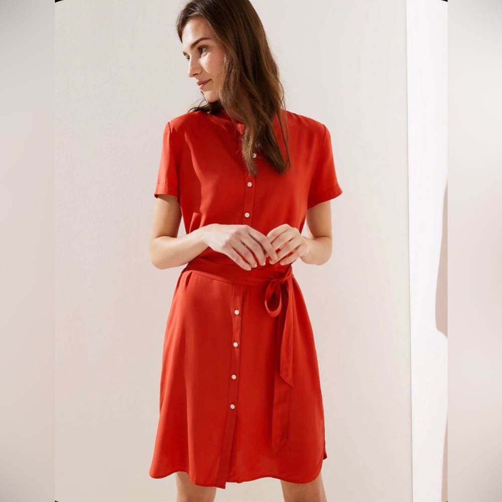 LOFT short sleeve button dress